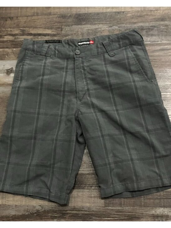 Quicksilver Mens Size 34 Gray Plaid Flat Front Casual Chino Shorts - Picture 1 of 6